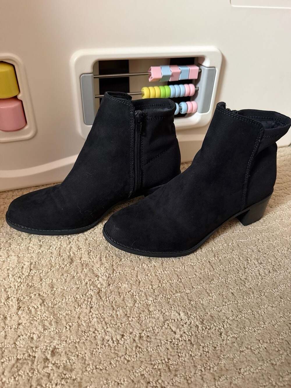 JF Alexis Black Faux Suede Ankle Booties